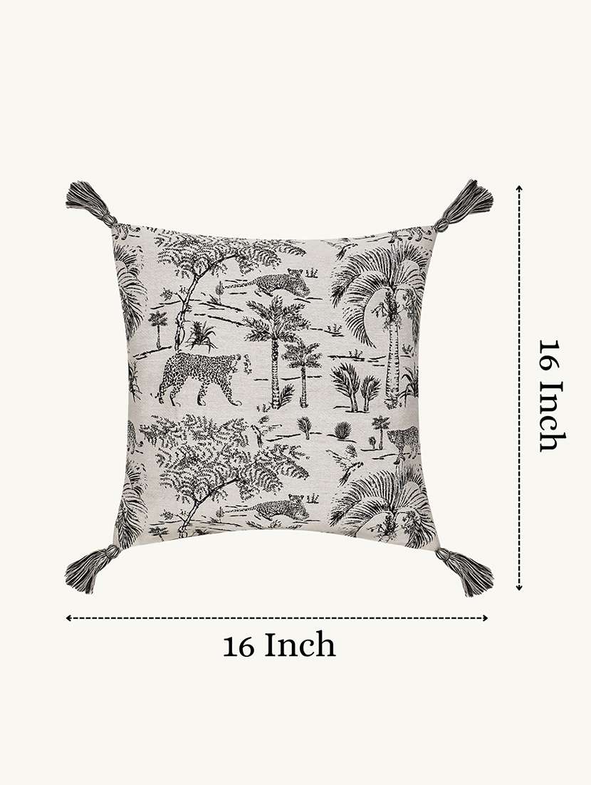 floral printed cotton cushion cover with zip closure - 22604111 -  Standard Image - 3