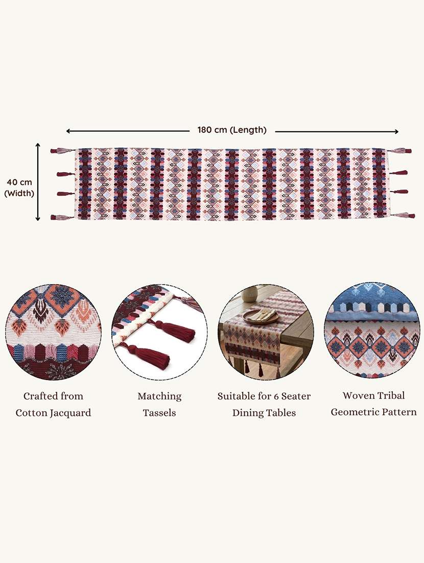 mezposh stave tribal cotton ivory table runner (6 seater) - 22604114 -  Standard Image - 3