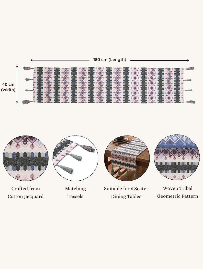 mezposh stave tribal cotton ivory table runner (6 seater) - 22604115 -  Standard Image - 3