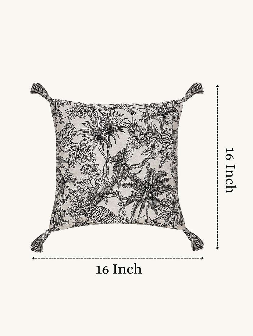 floral printed cotton cushion cover with zip closure - 22604140 -  Standard Image - 3