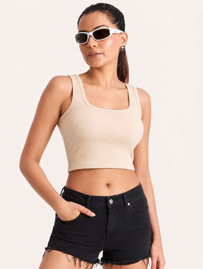 women self design sleeveless tank top