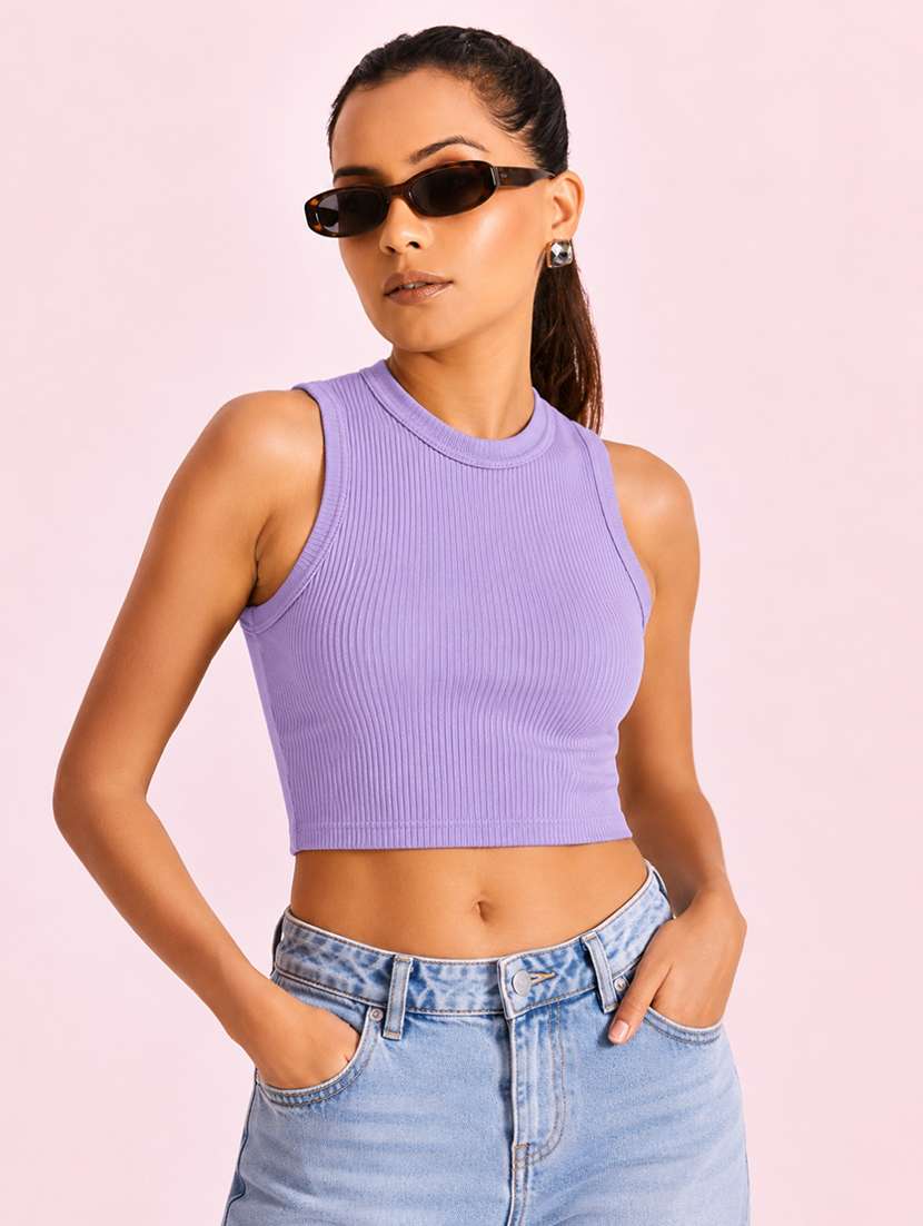 women self design sleeveless tank top