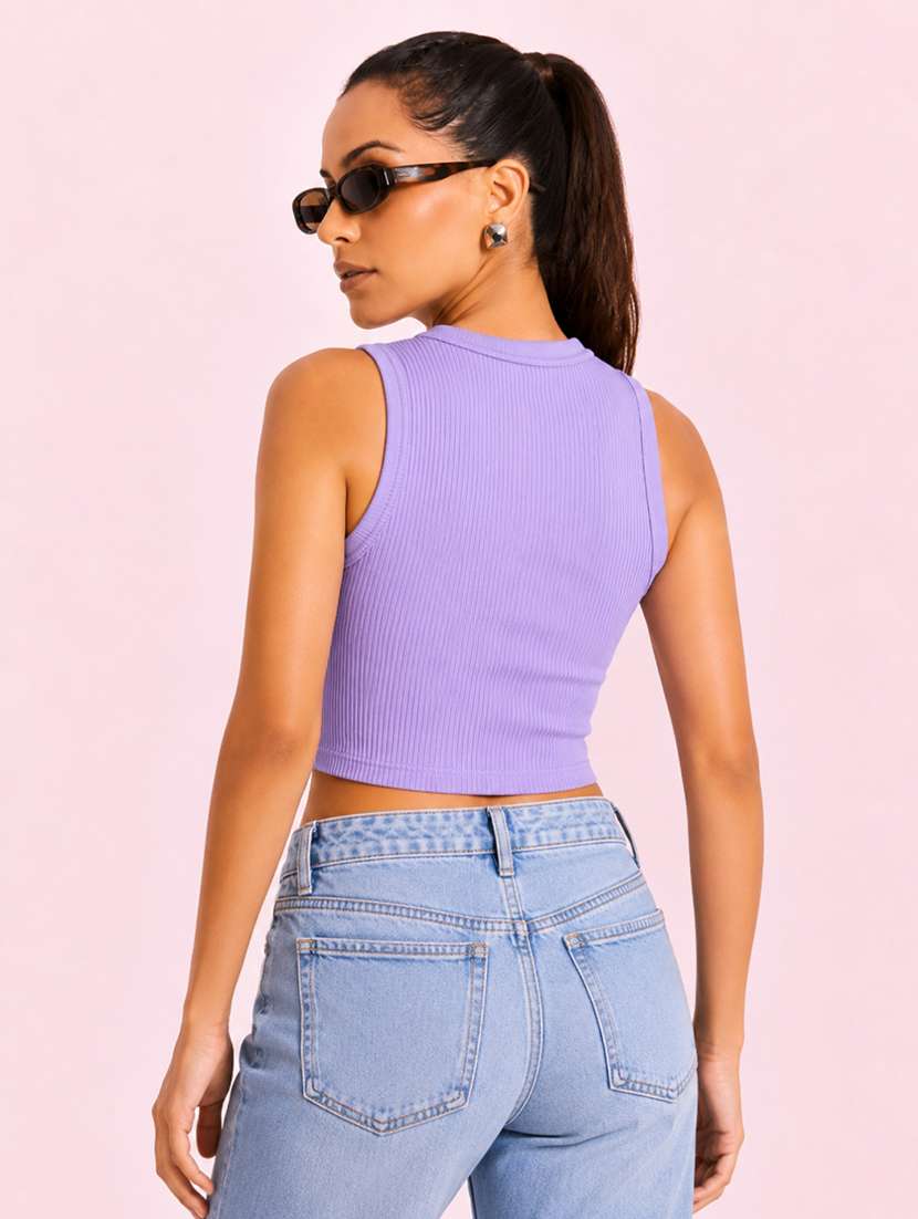 women self design sleeveless tank top - 22604252 -  Standard Image - 3