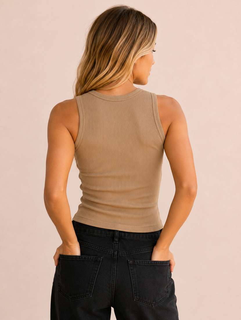 women self design sleeveless tank top - 22604256 -  Standard Image - 3
