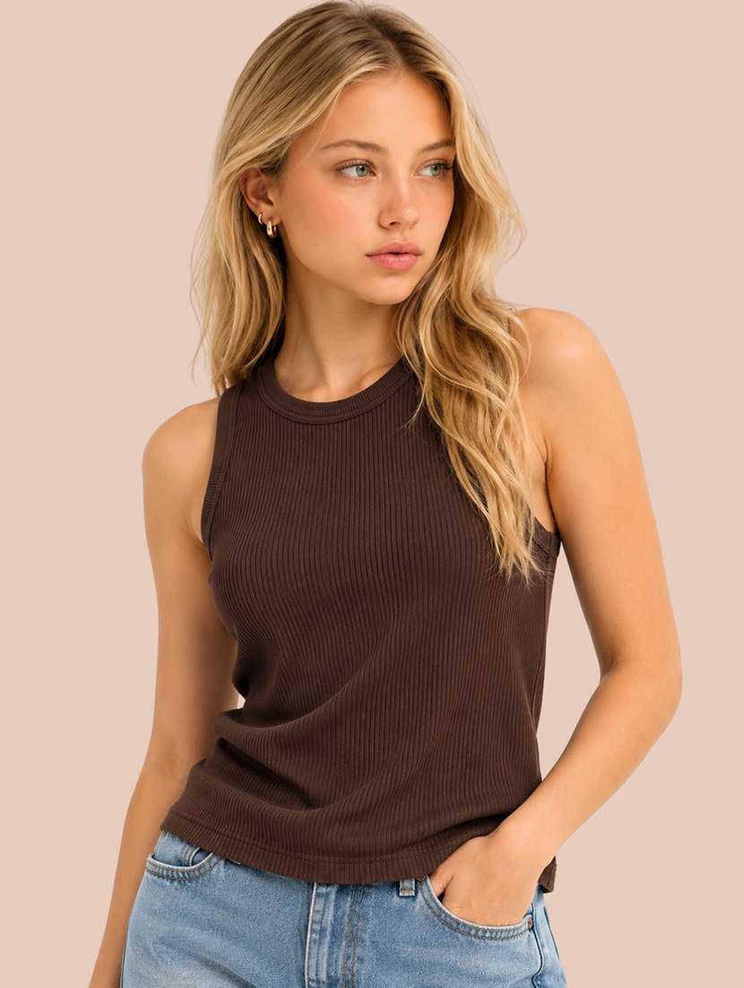 women self design sleeveless tank top