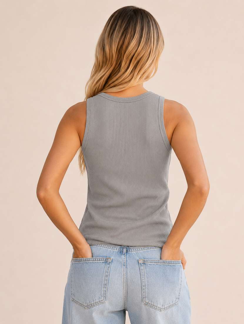 women self design sleeveless tank top - 22604259 -  Standard Image - 3
