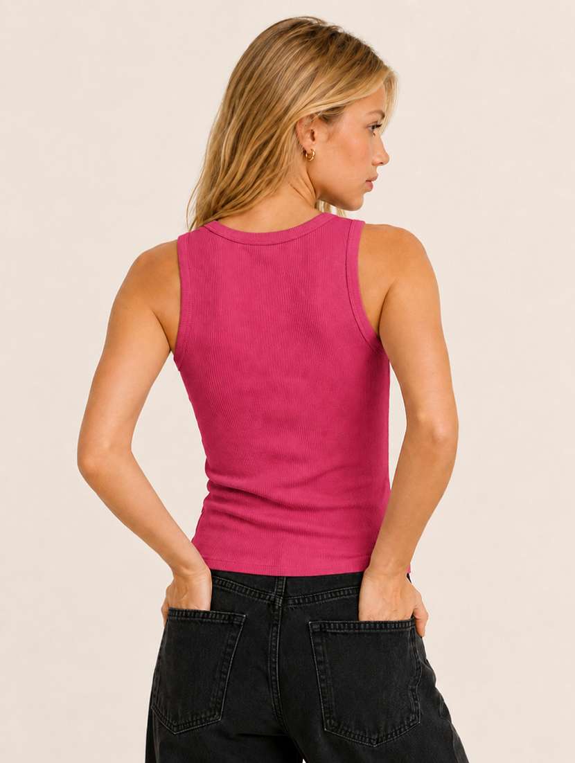 women self design sleeveless tank top - 22604261 -  Standard Image - 3