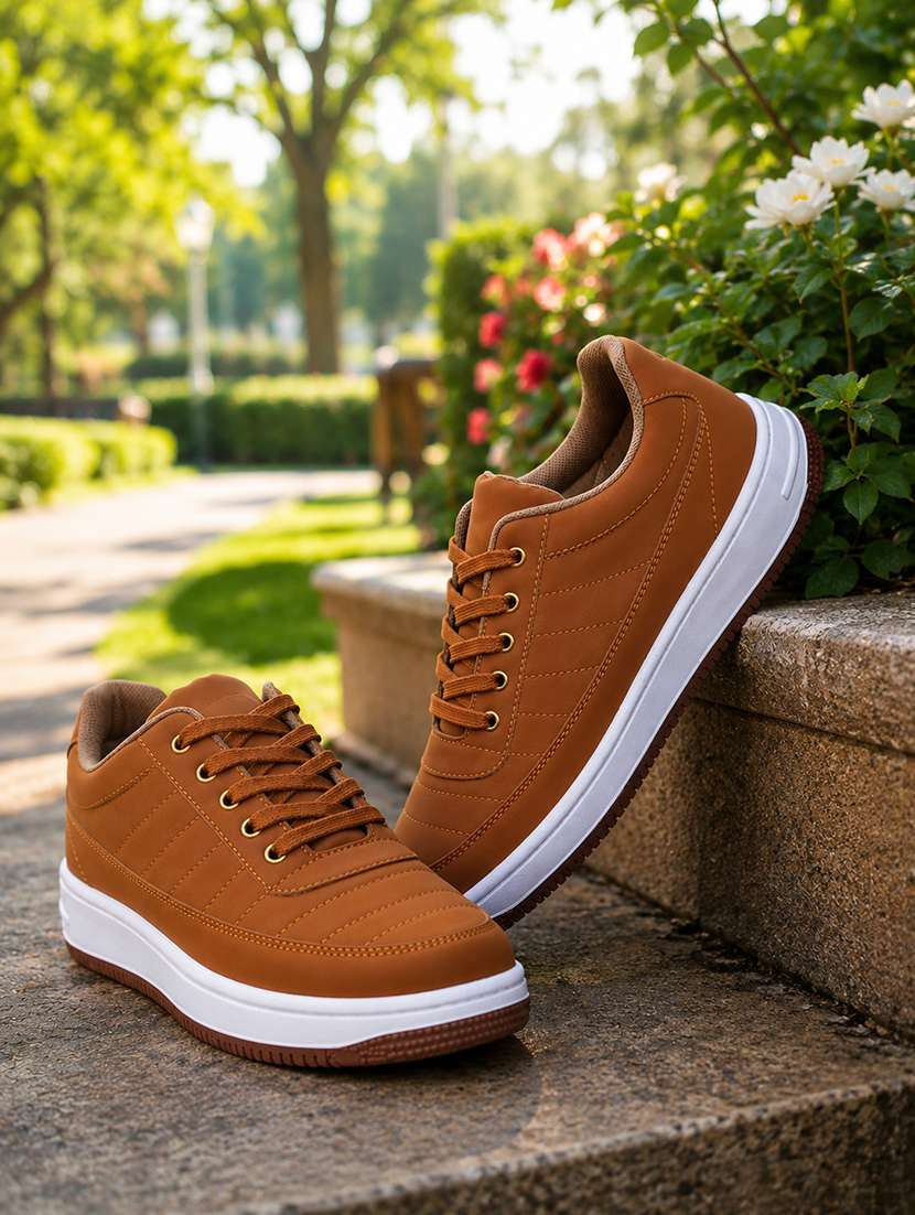 men textured lace up casual shoes