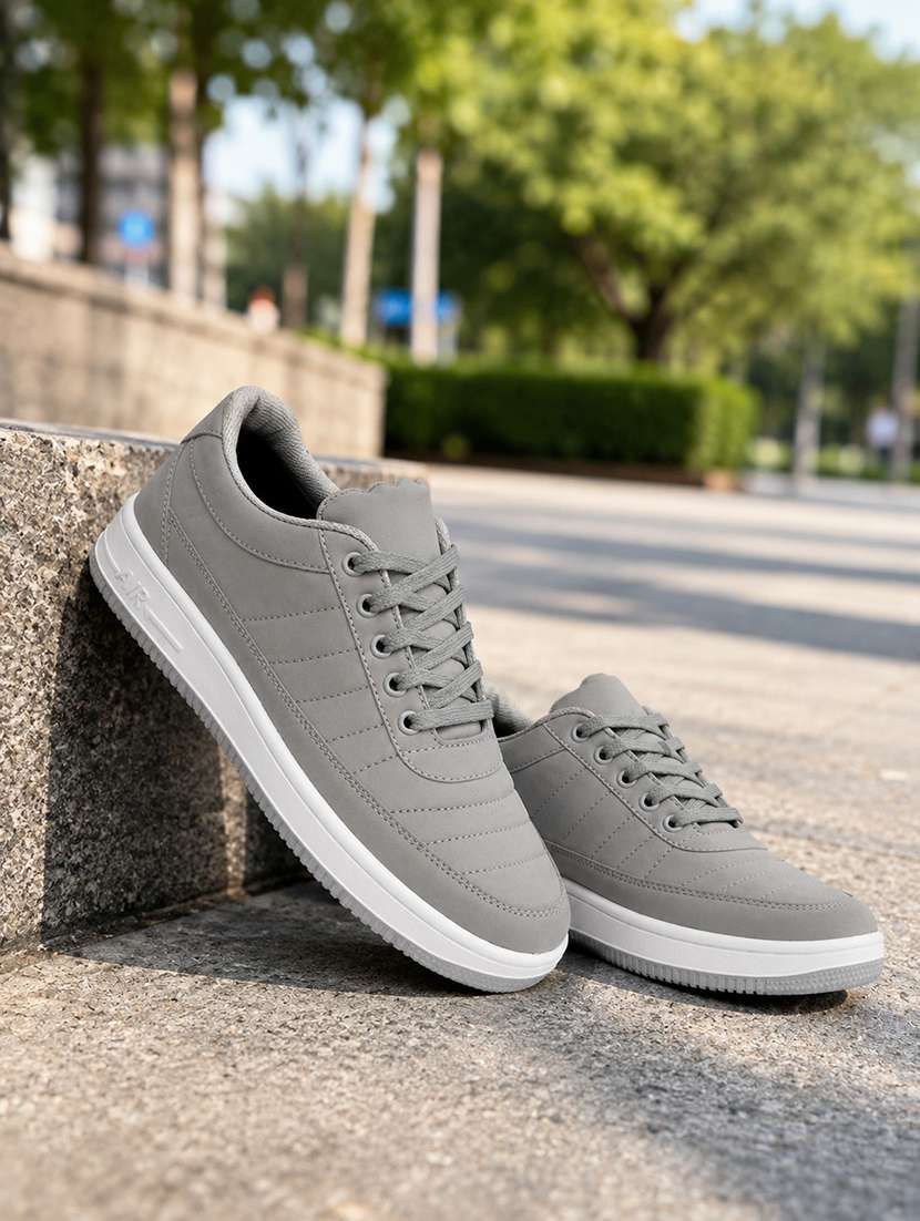 men textured lace up casual shoes