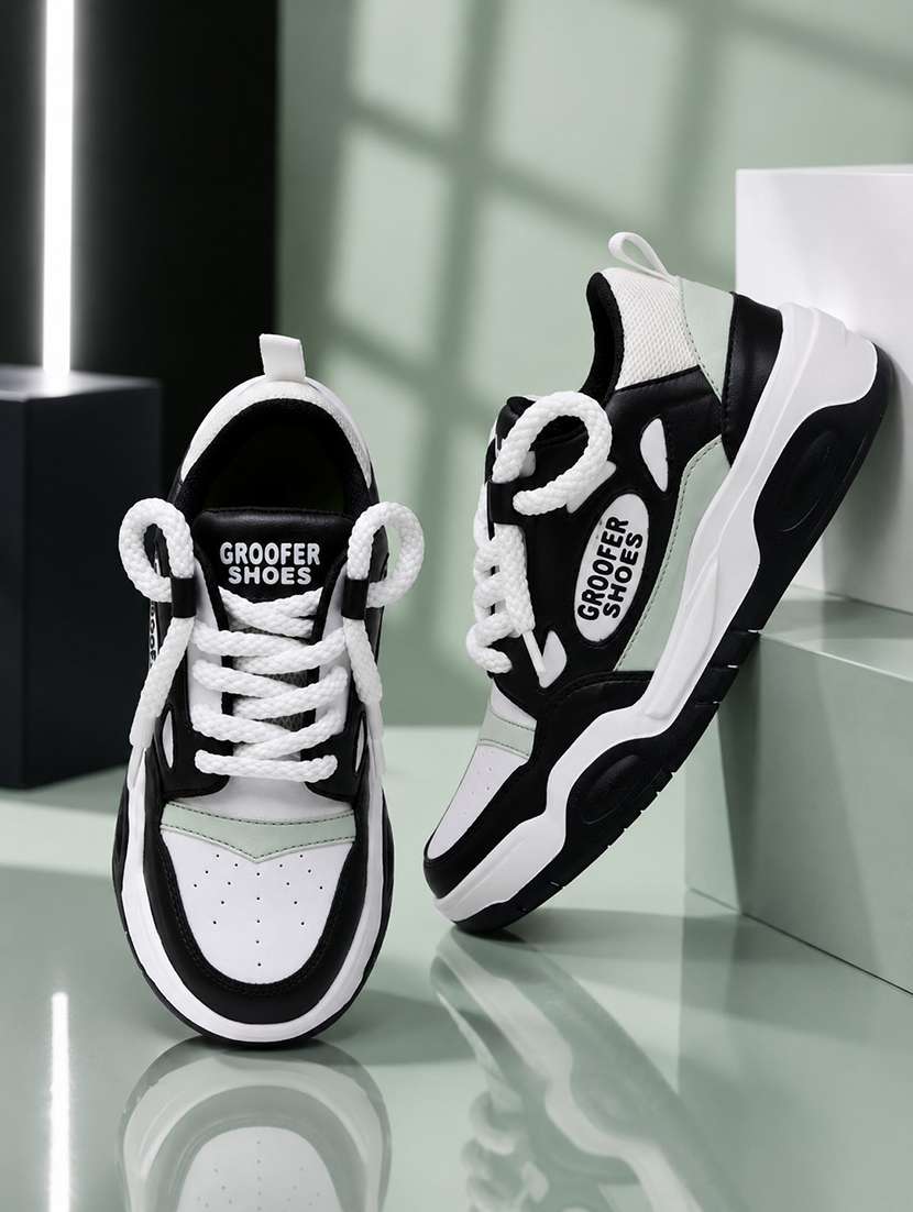 men colourblocked lace up sneaker