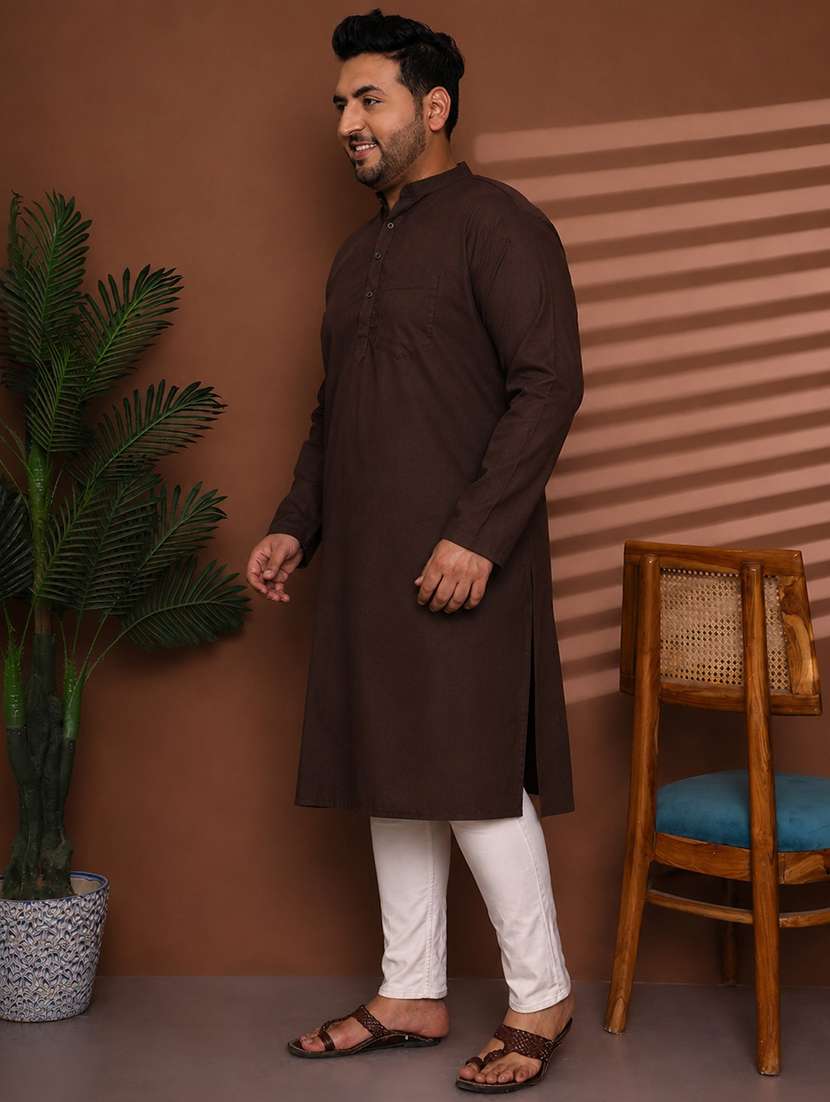 Men Self Design Mandarin Neck Long Kurta - 22604311 -  Standard Image - 3