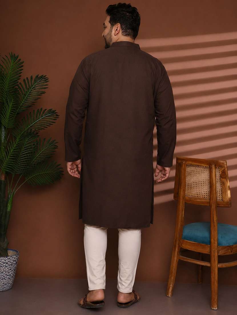 Men Self Design Mandarin Neck Long Kurta - 22604311 -  Standard Image - 5