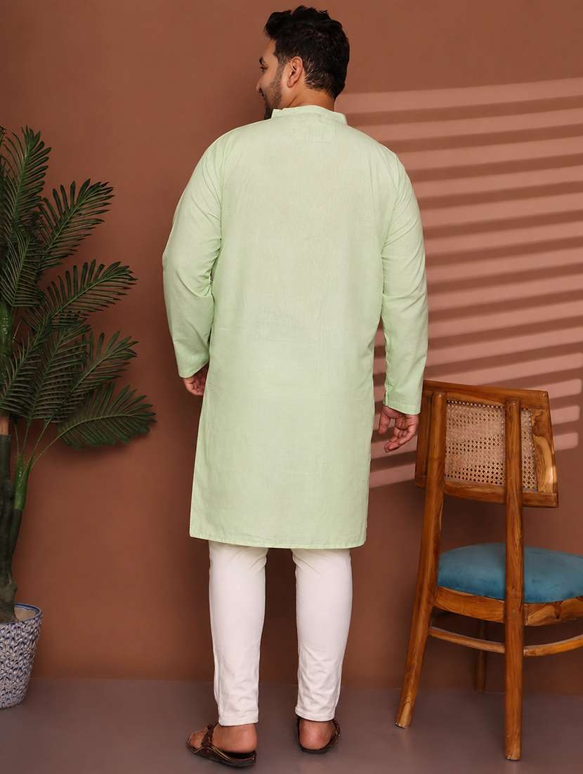 Men Solid Mandarin Neck Long Kurta - 22604313 -  Standard Image - 5