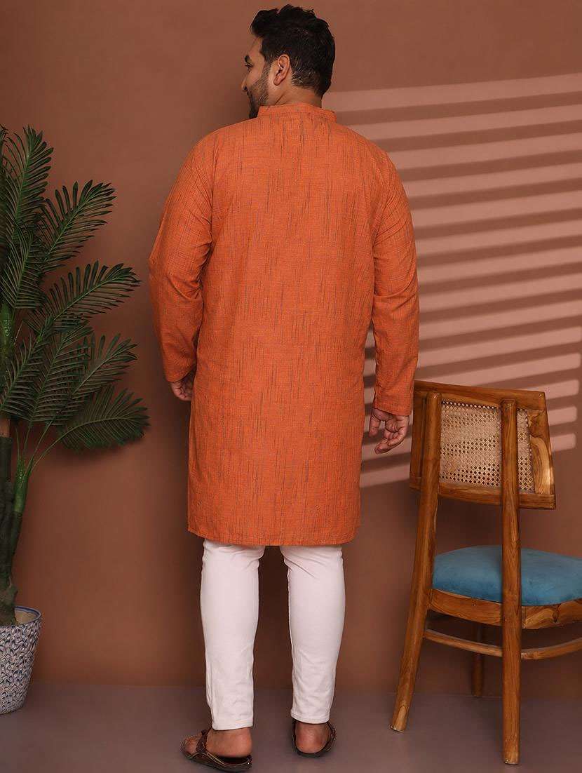 men self design mandarin neck long kurta - 22604315 -  Standard Image - 3
