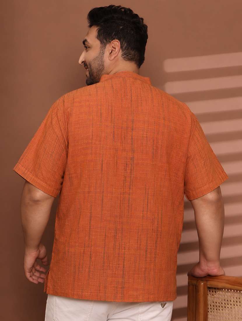 Men Self Design Mandarin Neck Short Kurta - 22604316 -  Standard Image - 5