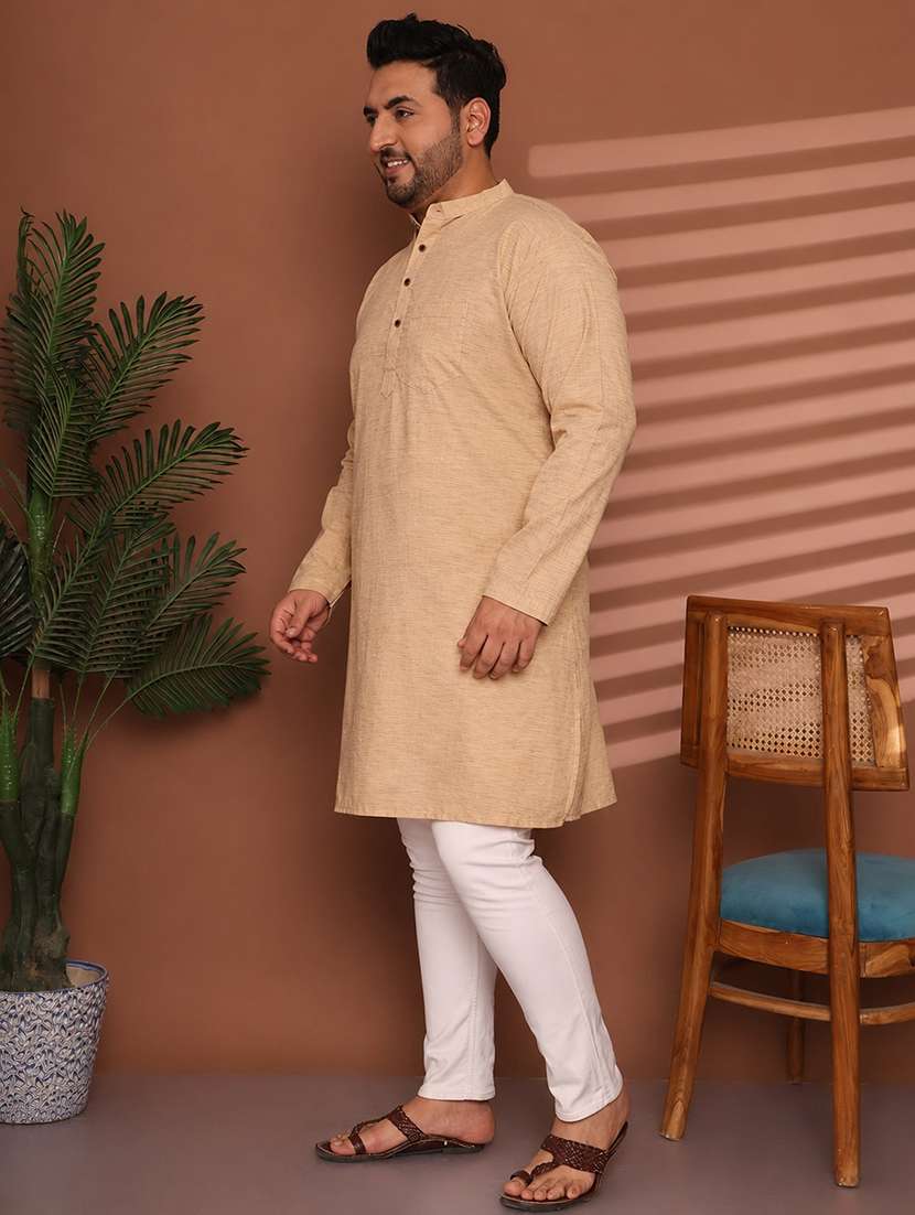 Men Self Design Mandarin Neck Long Kurta - 22604317 -  Standard Image - 3