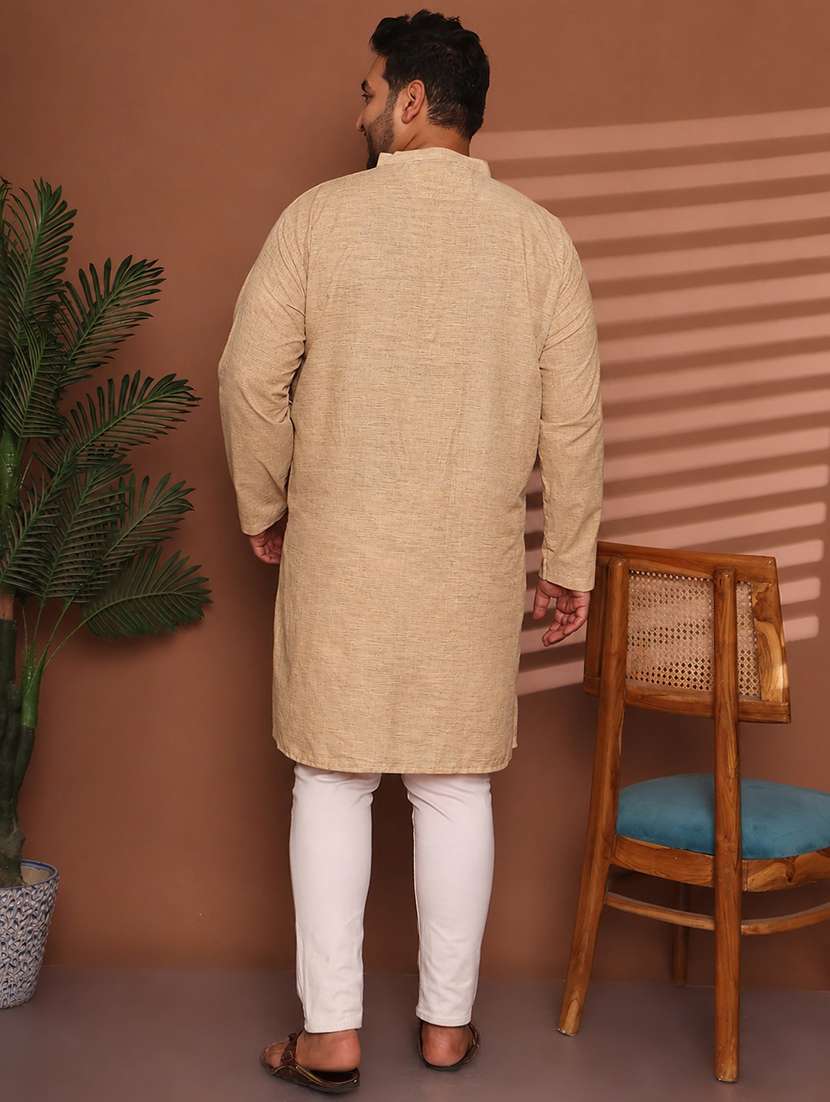 Men Self Design Mandarin Neck Long Kurta - 22604317 -  Standard Image - 5