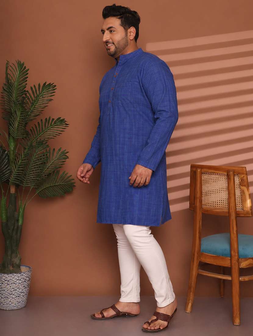 Men Self Design Mandarin Neck Long Kurta - 22604321 -  Standard Image - 3