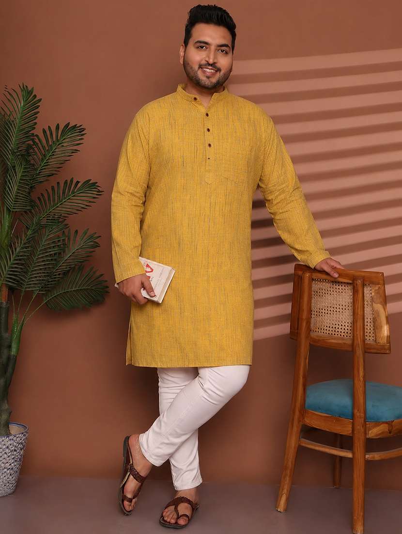 men self design mandarin neck long kurta
