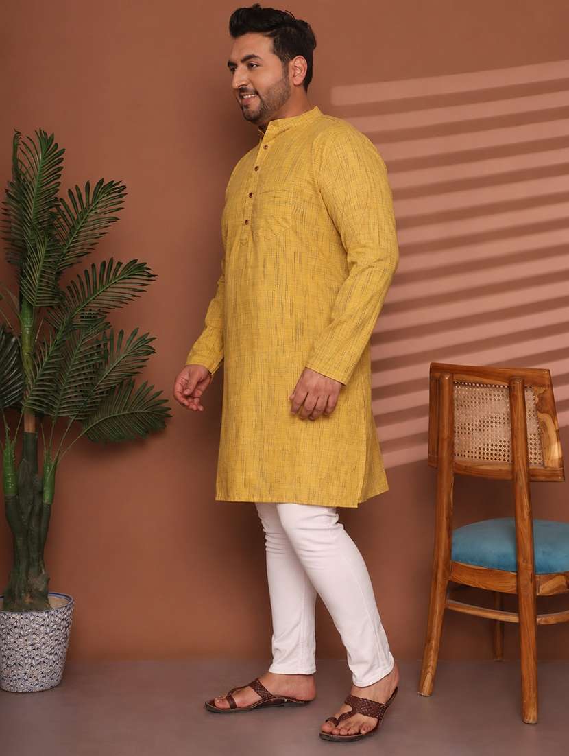 Men Self Design Mandarin Neck Long Kurta - 22604323 -  Standard Image - 3