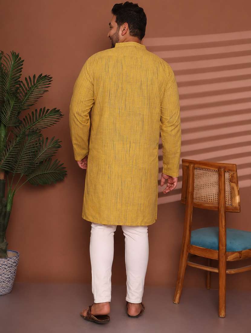 Men Self Design Mandarin Neck Long Kurta - 22604323 -  Standard Image - 5