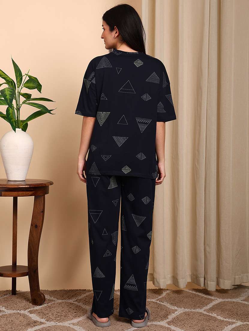 Women Printed Short Sleeves Nightwear Set - 22604341 -  Standard Image - 3