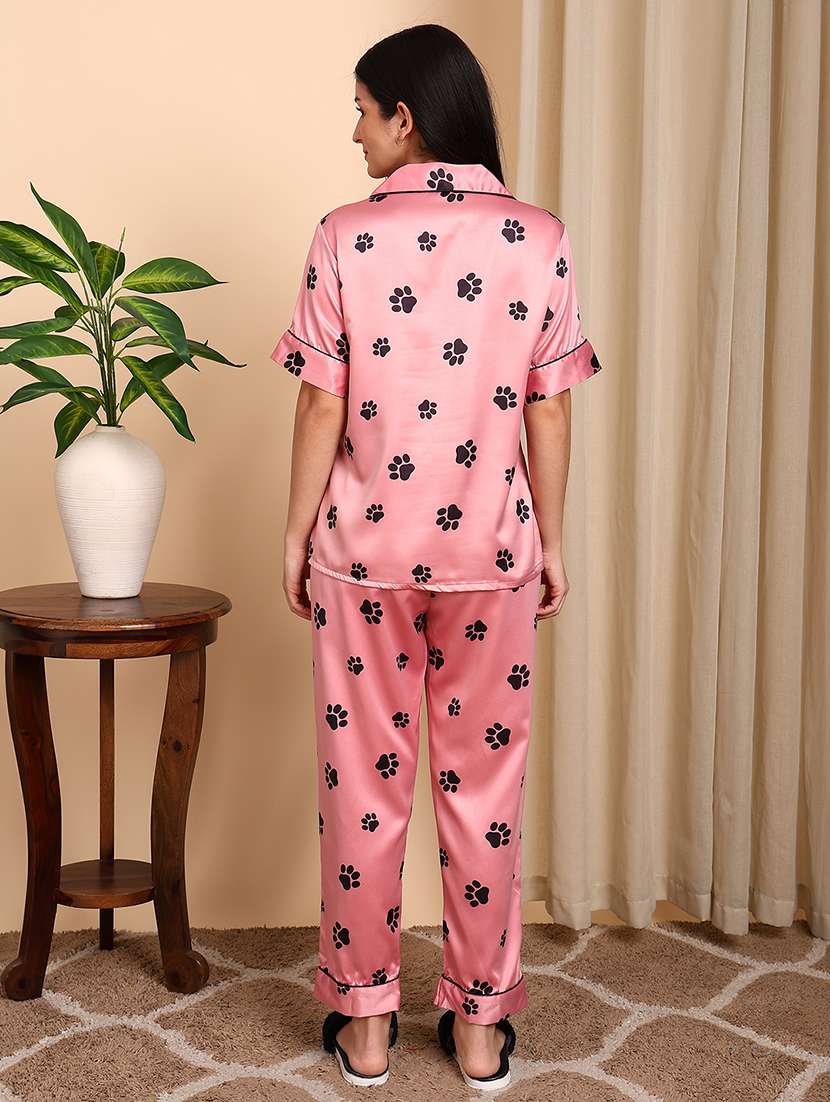 Women Printed Short Sleeves Nightwear Set - 22604354 -  Standard Image - 3