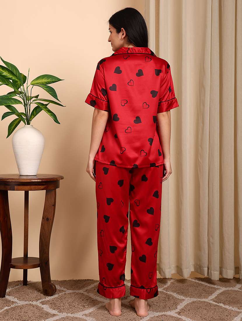 women printed short sleeves nightwear set - 22604356 -  Standard Image - 3