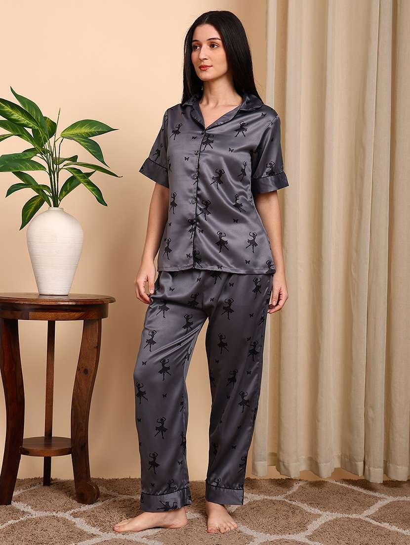 women printed short sleeves nightwear set - 22604357 -  Standard Image - 3