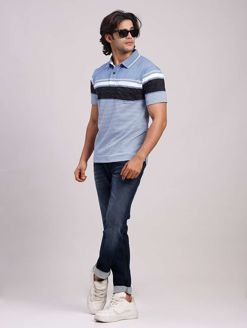 Men Striped Short Sleeve Regular Fit Polo T-shirt - 22604388 -  Standard Image - 5