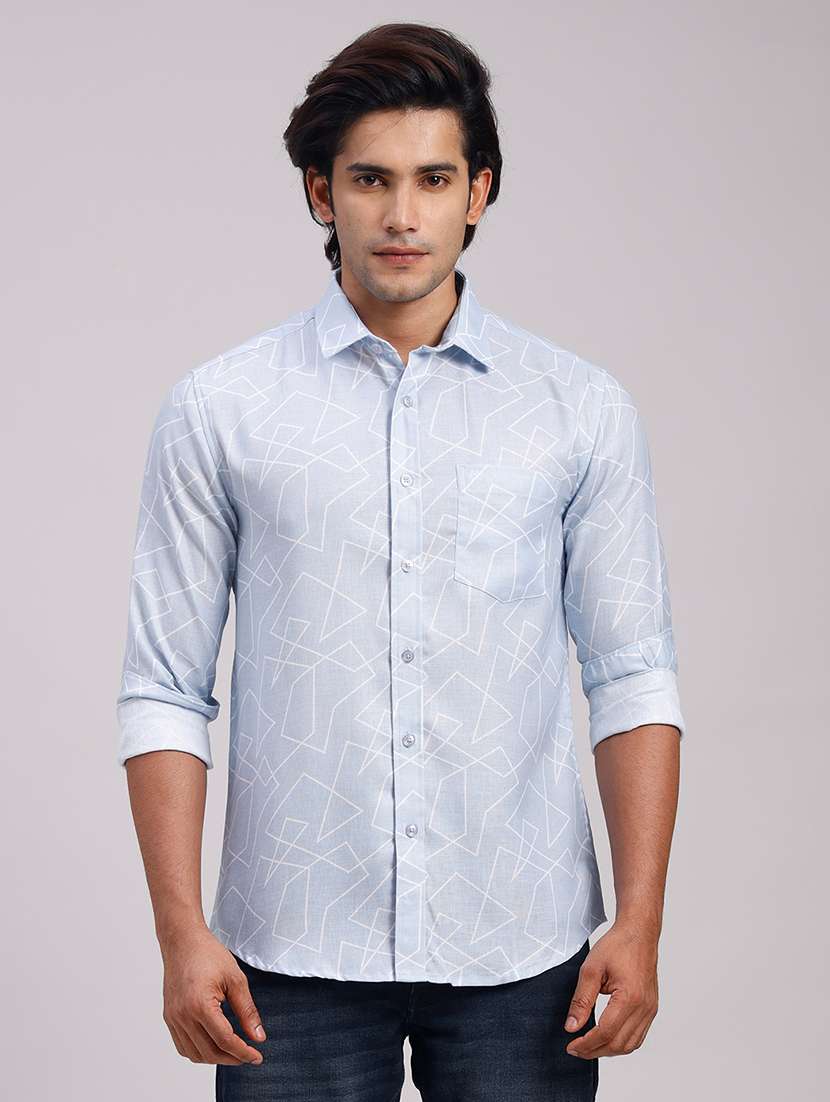 Men Geometric Collared Slim Fit Casual Shirt - 22604452 -  Standard Image - 3