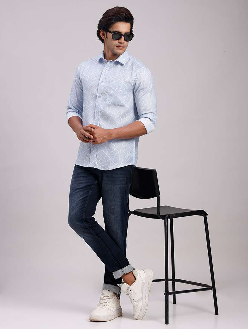 Men Geometric Collared Slim Fit Casual Shirt - 22604452 -  Standard Image - 5