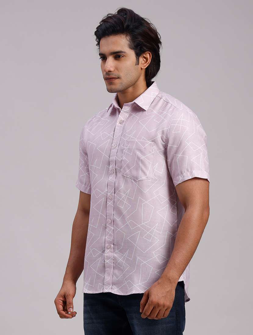 Men Geometric Collared Slim Fit Casual Shirt - 22604454 -  Standard Image - 3