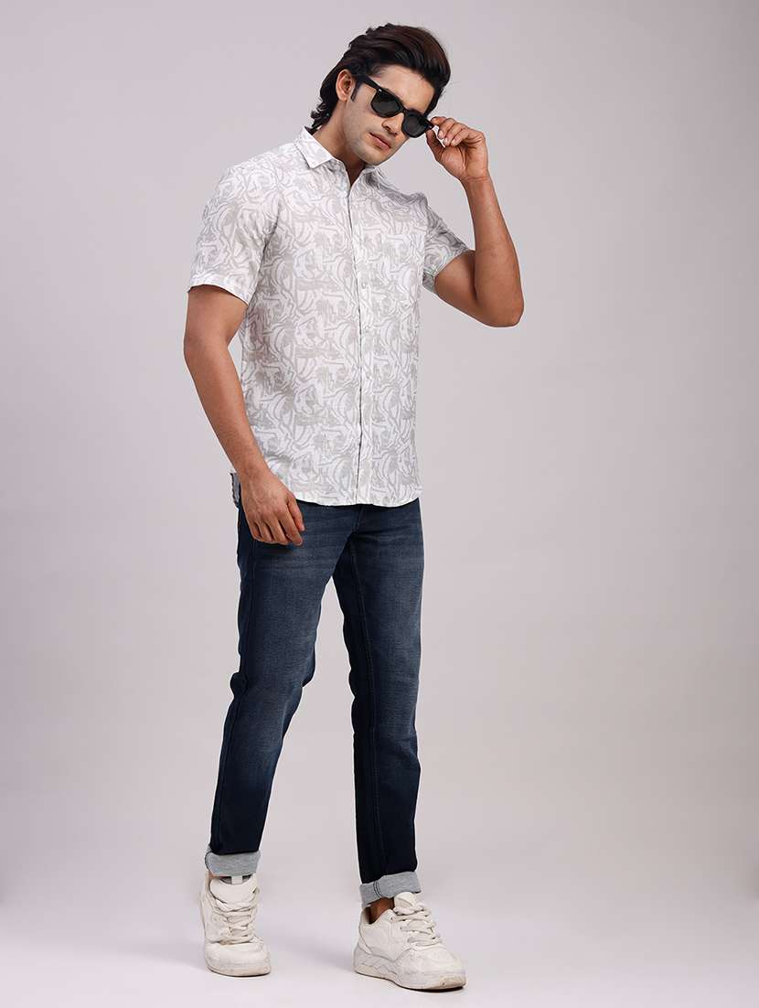 Men Printed Collared Slim Fit Casual Shirt - 22604455 -  Standard Image - 5