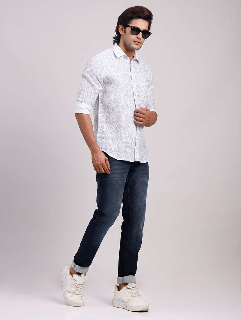 Men Printed Collared Slim Fit Casual Shirt - 22604495 -  Standard Image - 5