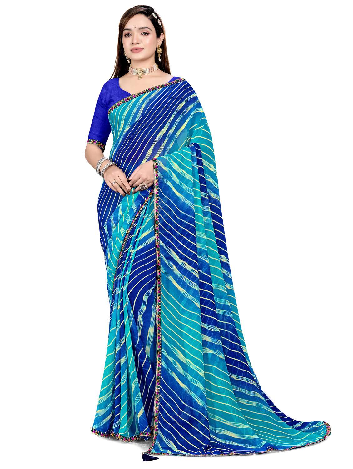 women printed casual wear saree with blouse