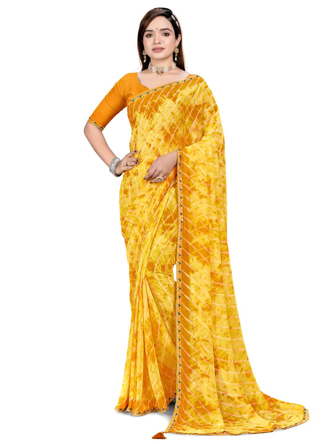 women printed casual wear saree with blouse
