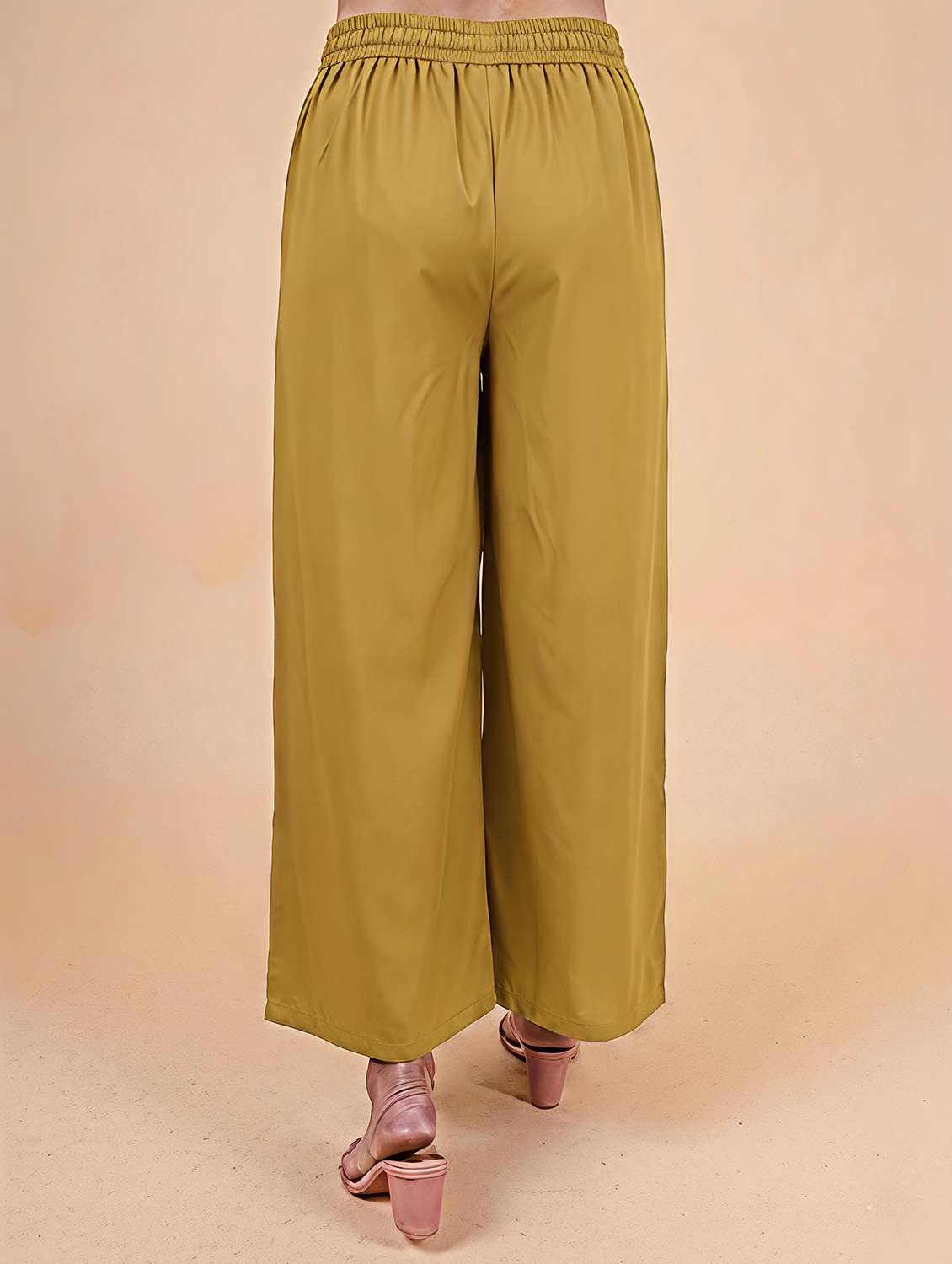 women solid mid rise wide leg trouser - 22604803 -  Standard Image - 3