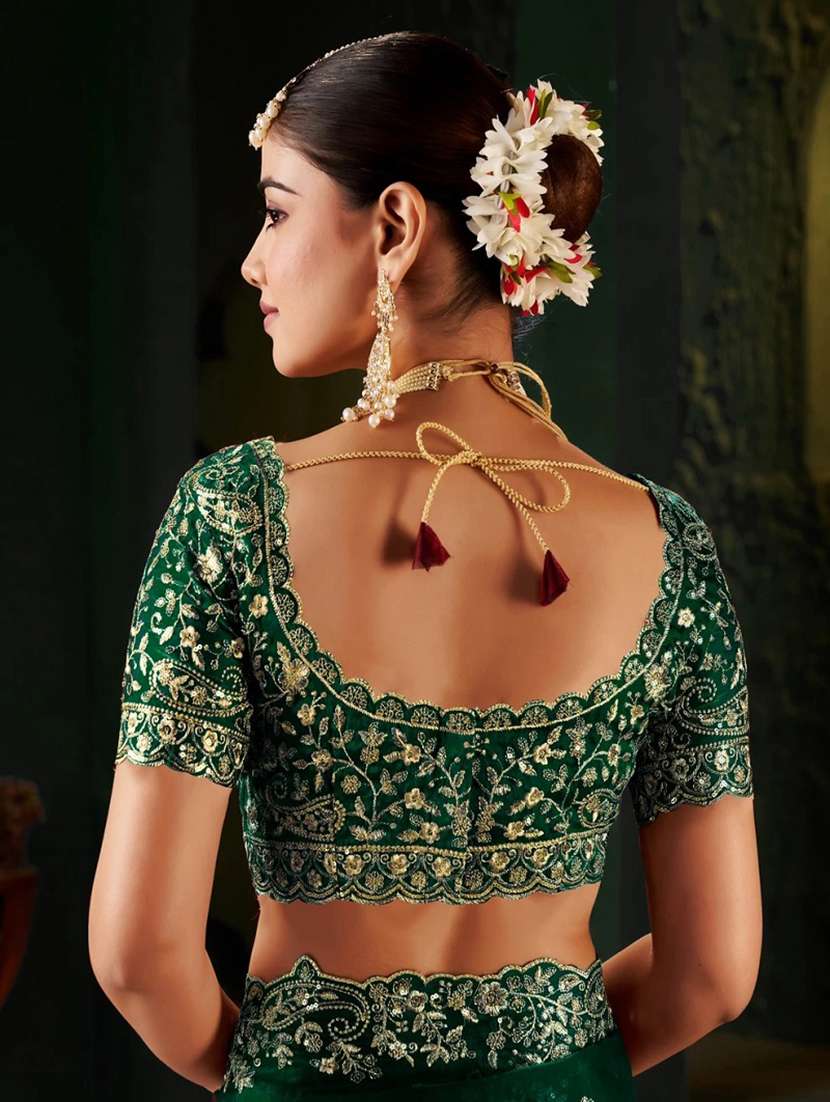 women solid with work embroidered saree with blouse - 22604811 -  Standard Image - 3