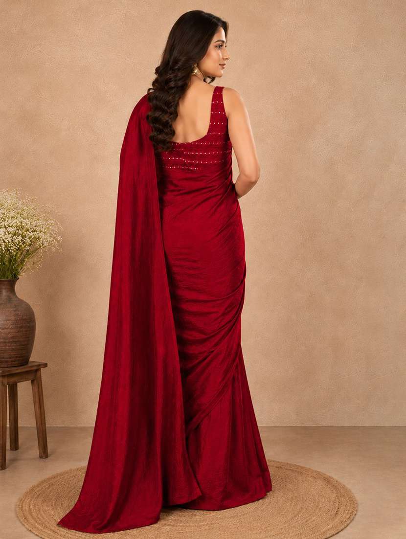 Women Solid Plain Saree With Blouse - 22604823 -  Standard Image - 3