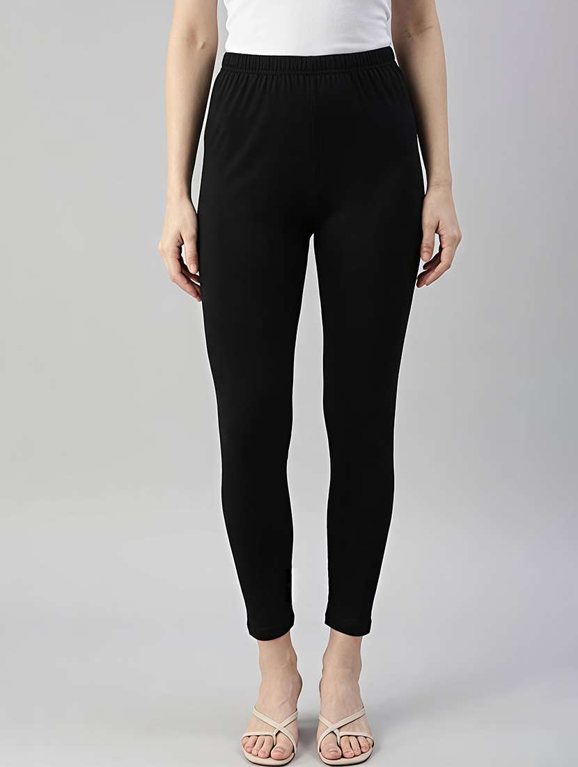 women solid mid rise leggings