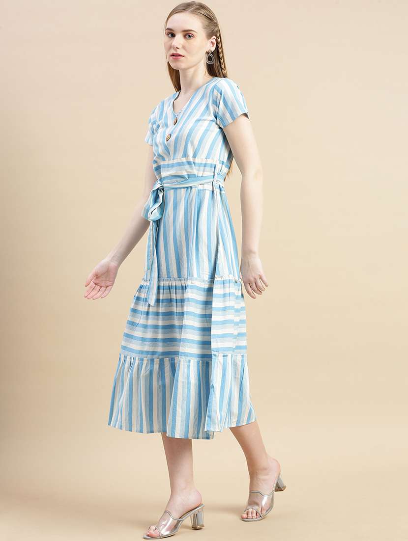 Women Printed Short Sleeves Tiered Dress - 22604891 -  Standard Image - 3