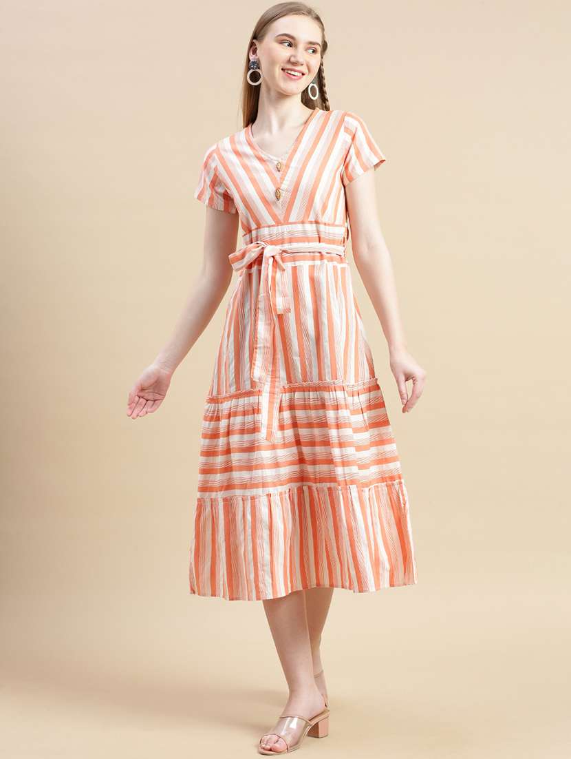 Women Printed Short Sleeves Tiered Dress - 22604893 -  Standard Image - 3