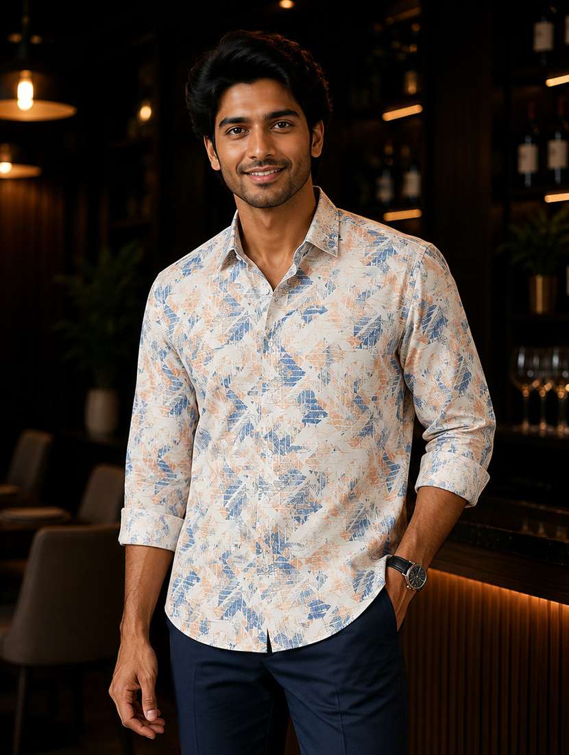 men printed long sleeves regular fit shirt