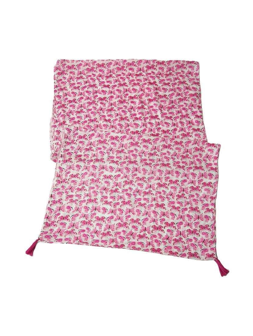 Women Printed Scarf With Tassels - 22604924 -  Standard Image - 3