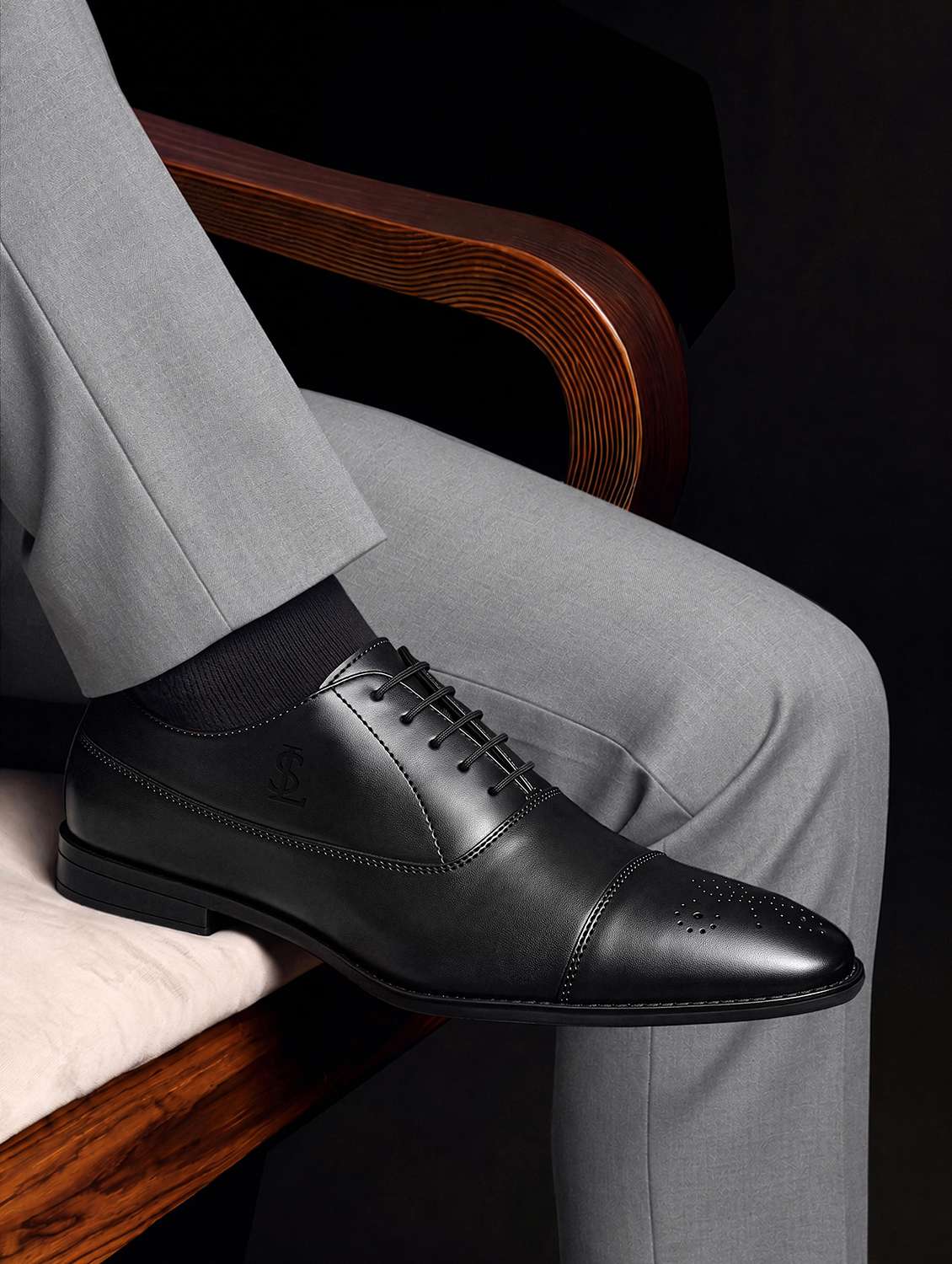 men solid lace up oxford shoes