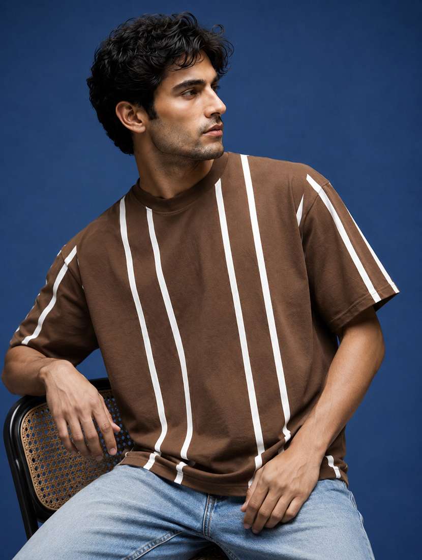 men striped short sleeve oversized t-shirt