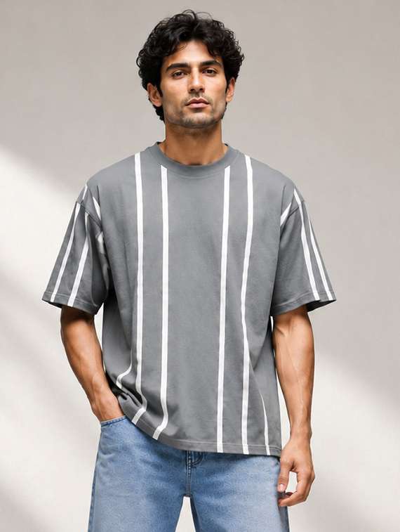 men striped short sleeve oversized t-shirt