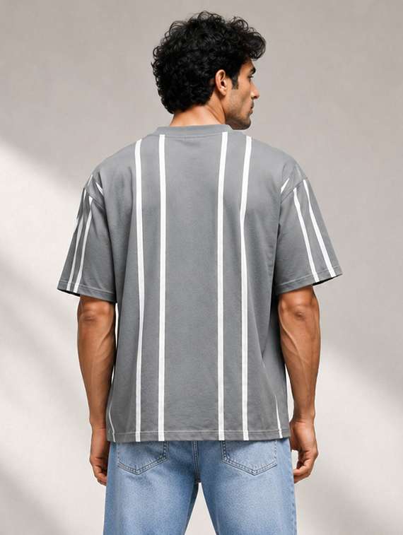 men striped short sleeve oversized t-shirt - 22604933 -  Standard Image - 3