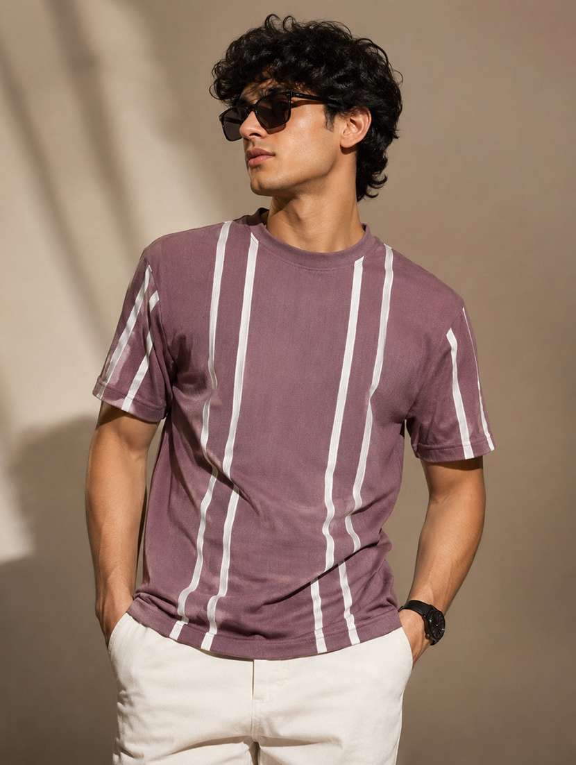 men striped short sleeve oversized t-shirt